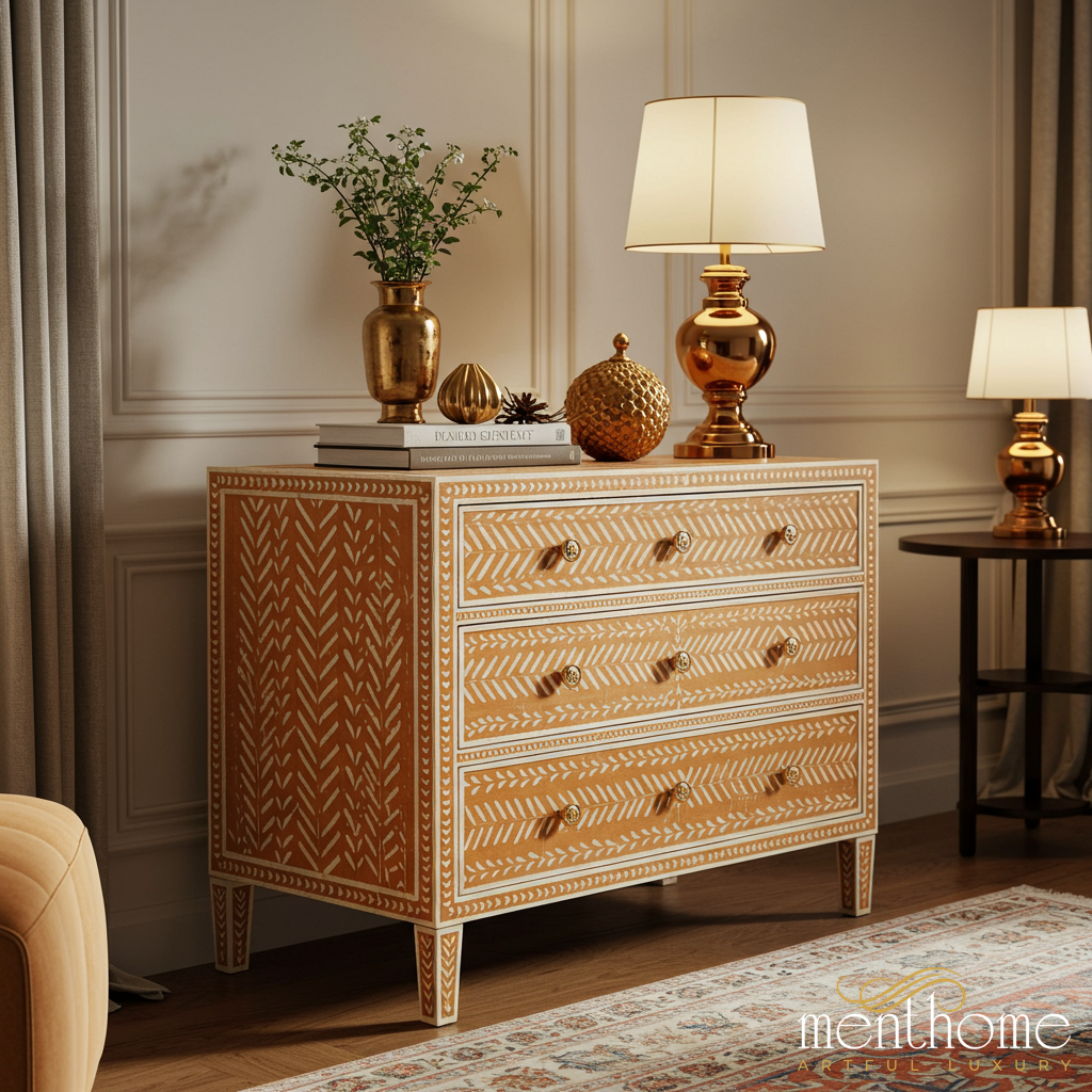 Hand-Painted Decorative Wooden Chest of Drawers | Luxury Handmade Chest of Drawer