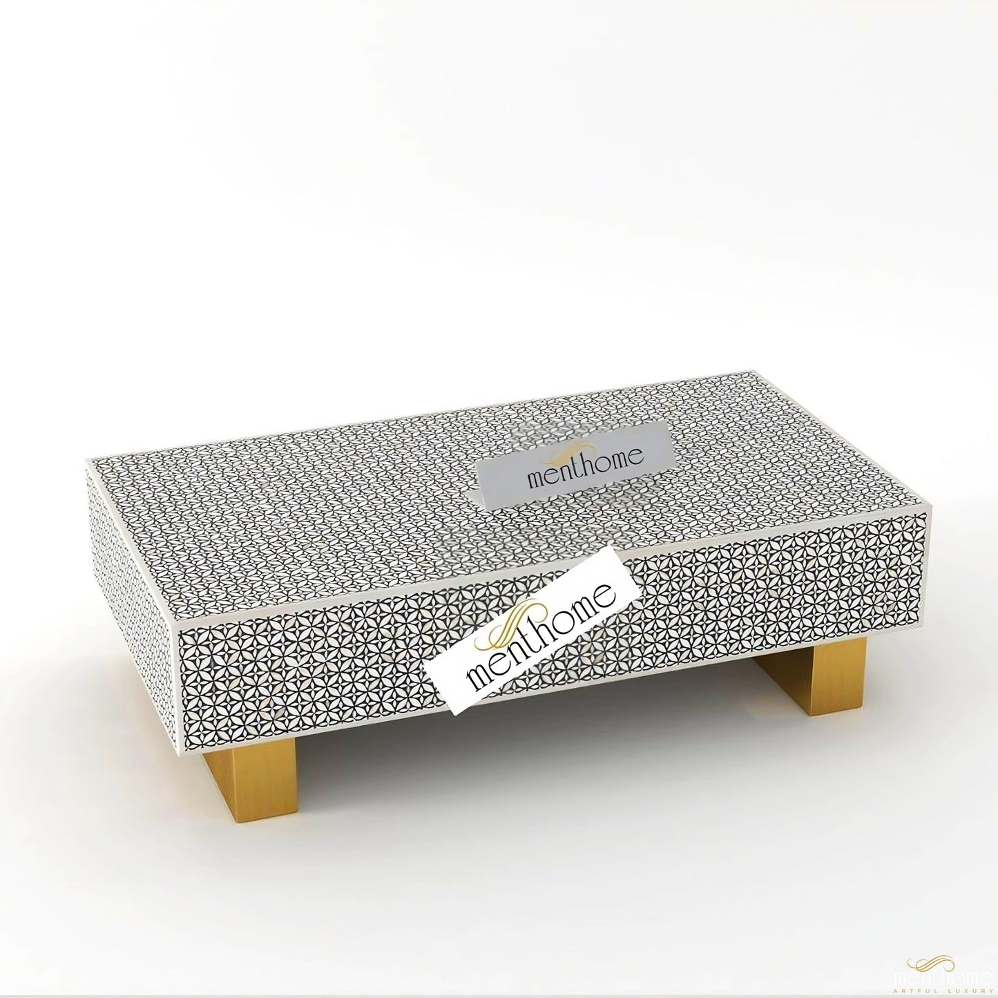 Rectangular Coffee Tables Modern Furniture Bone Inlay | Luxury Handmade Coffee Table