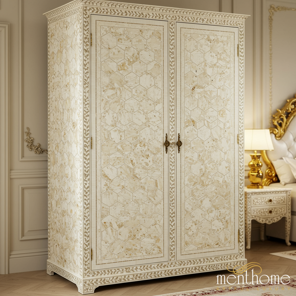 Elegant Antique-Style Two-Door Wardrobe | Luxury Handmade Wardrobe