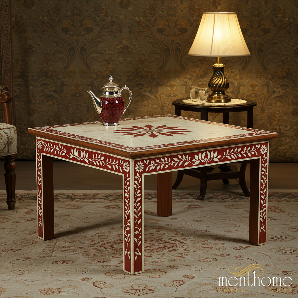 Handcrafted Inlay Square Coffee Table | Luxury Handmade Coffee Table