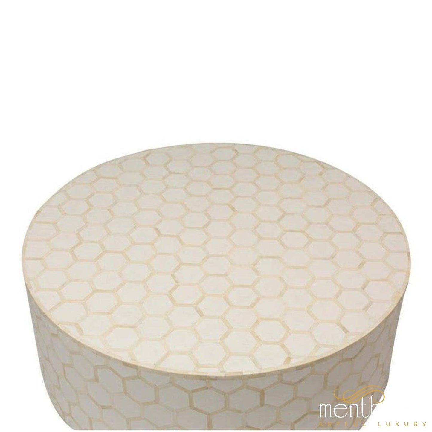 Round Honey Comb Coffee Table Bone Inlay | Luxury Handmade Coffee Table