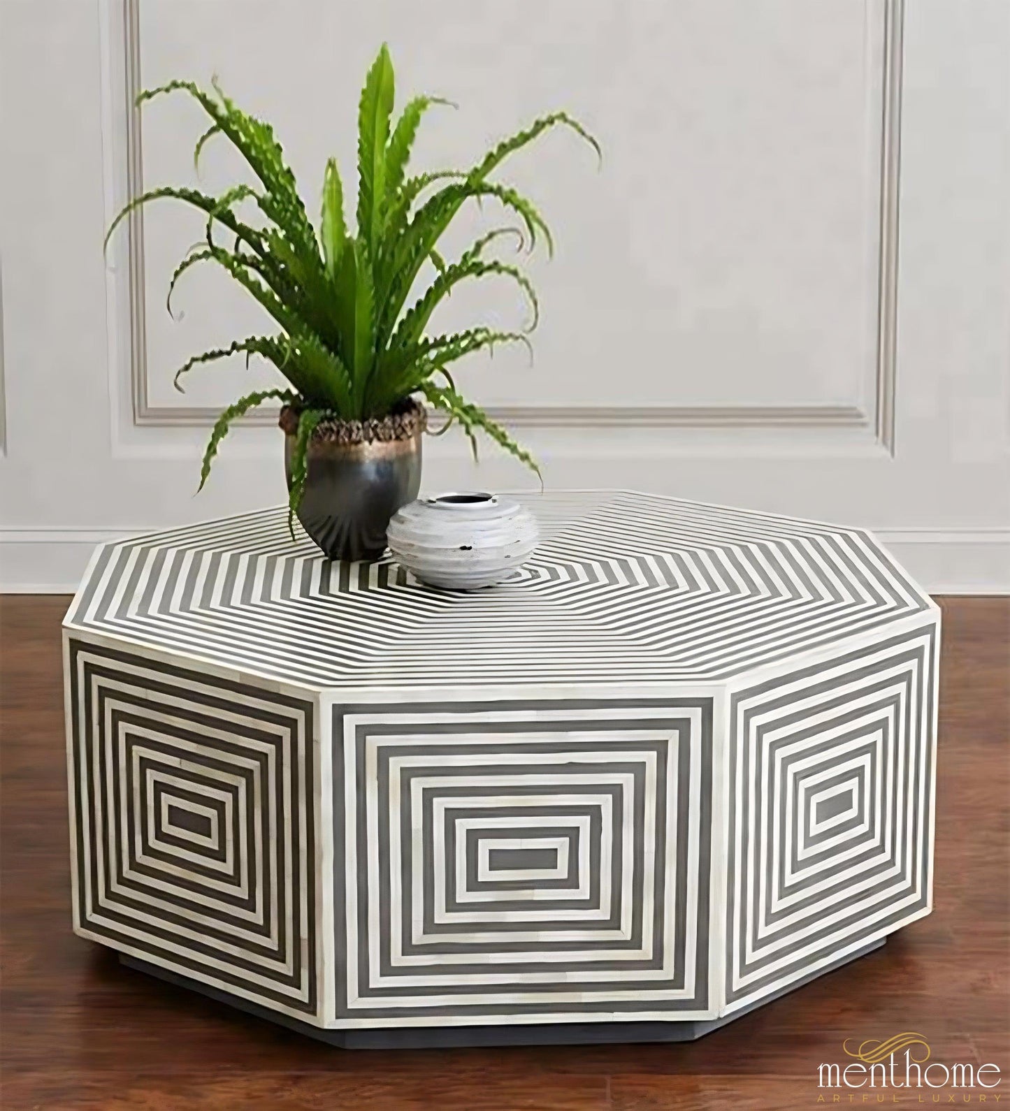 Luxury Bone Inlay Hexagonal Coffee Table | Luxury Handmade Coffee Table