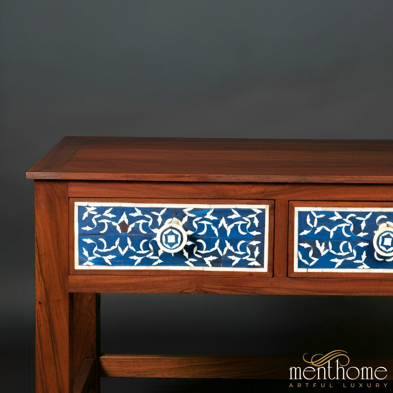 Sophisticated Pattern Design Bone Inlay Wooden Desk | Bone Inlay Desk | Handcrafted for a Luxurious Touch in Your Office | Luxury Handmade Desk