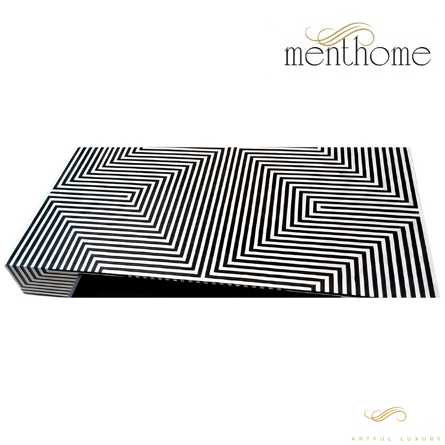Bone Inlay Stripe Design Coffee Table | Luxury Handmade Coffee Table