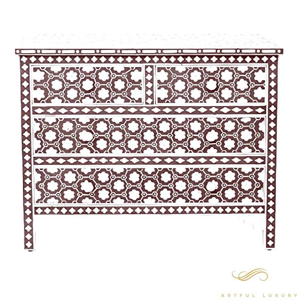 Indigo Blue Floral Design dresser | Luxury Handmade Dresser
