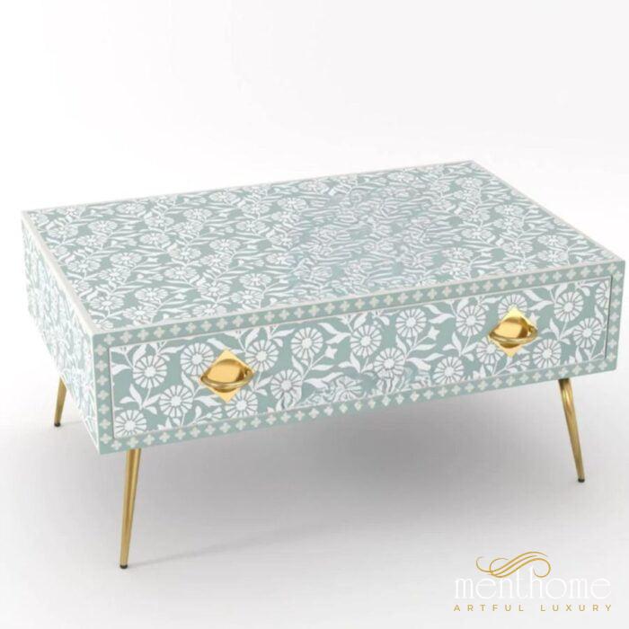 Sunflower-Bone Inlay -Rectangular-Coffee Table | Luxury Handmade Coffee Table