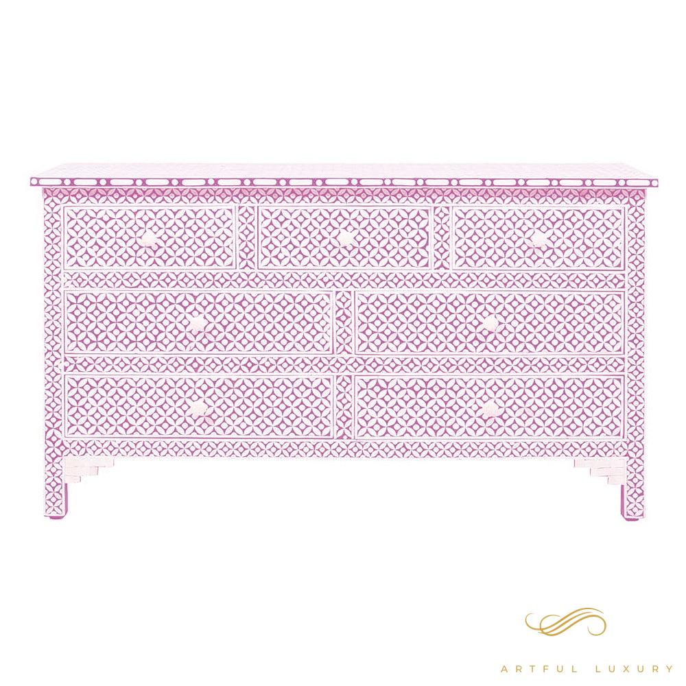 Bone Inlay Grey 7 Drawers  dressers | Luxury Handmade Dresser