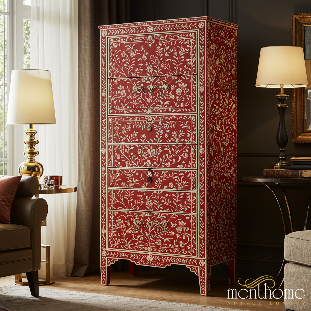 red tall dresser 1 Drawer Dresser, SESSLIFE Red Tall Tower Dresser with 4 Woven Pull Ou sesslife