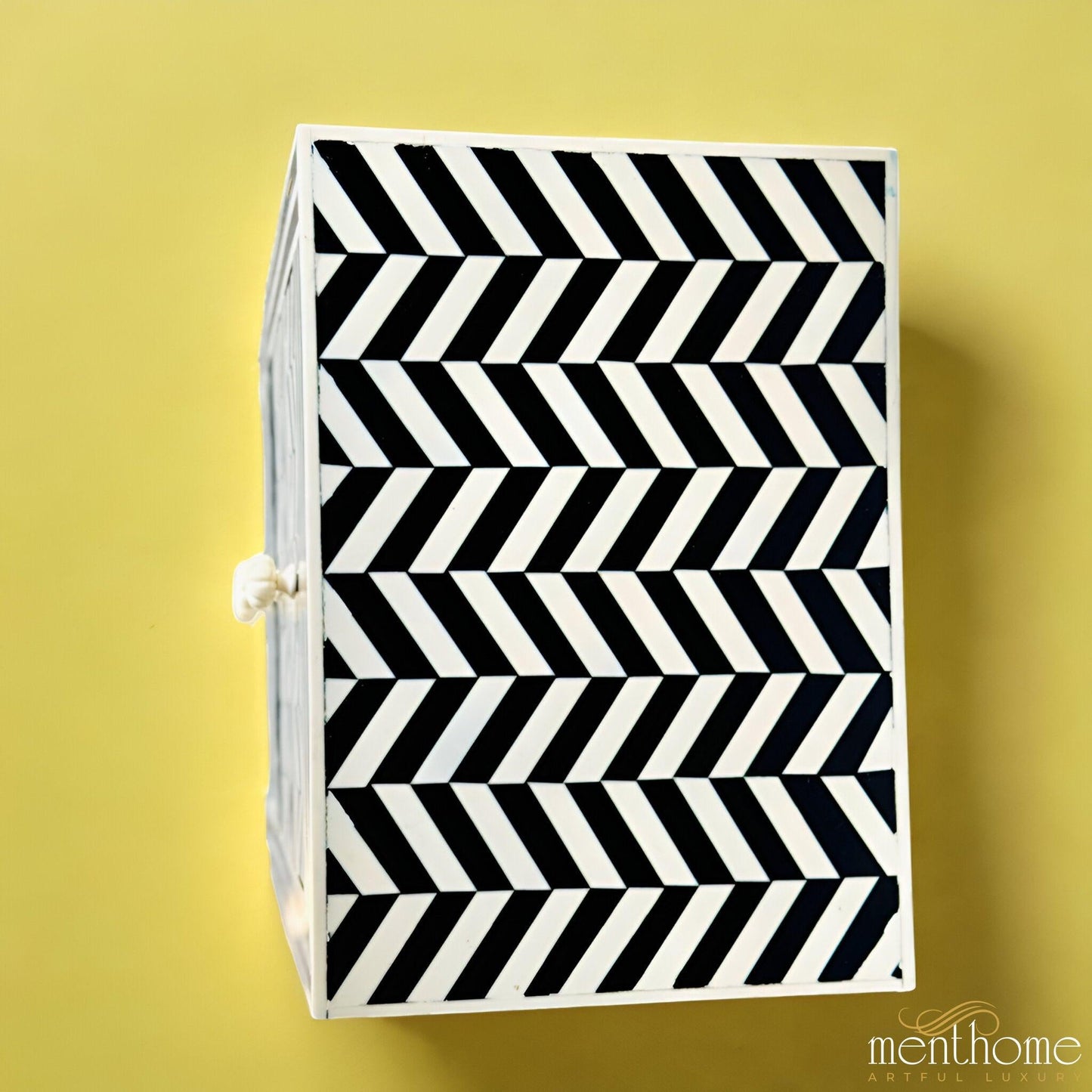 Zig-Zag Pattern 3-Drawer Resin Black Bedside Table | Luxury Handmade Bedside Table