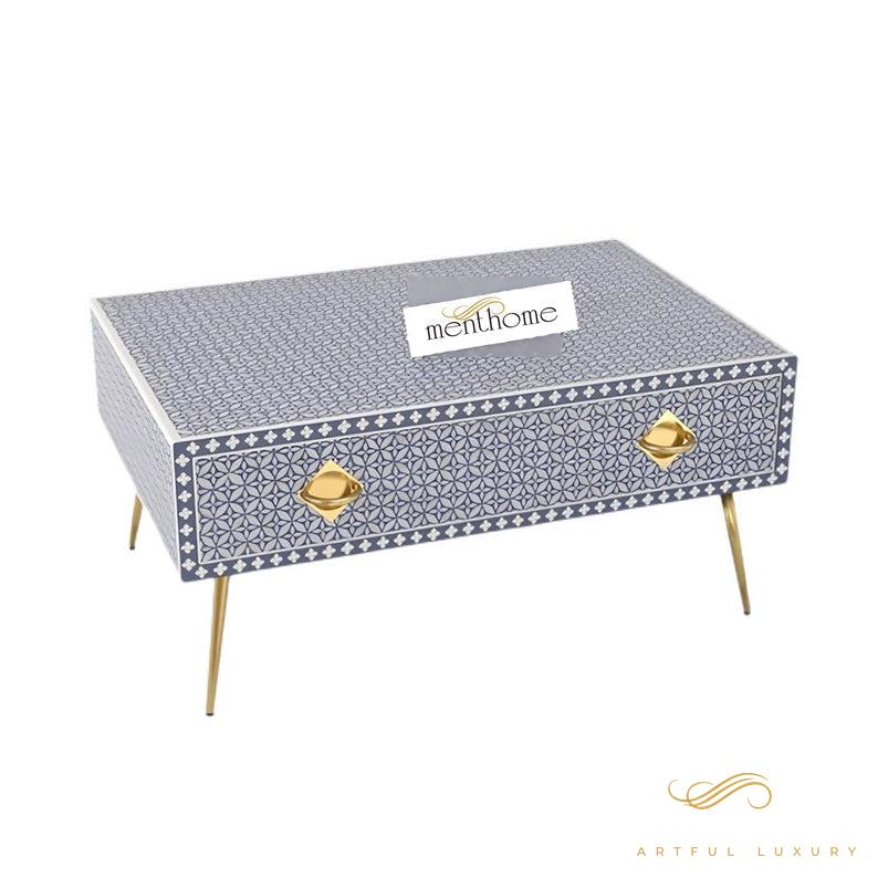 Handmade Bone Inlay One Drawer Coffee Table Furniture | Luxury Handmade Coffee Table