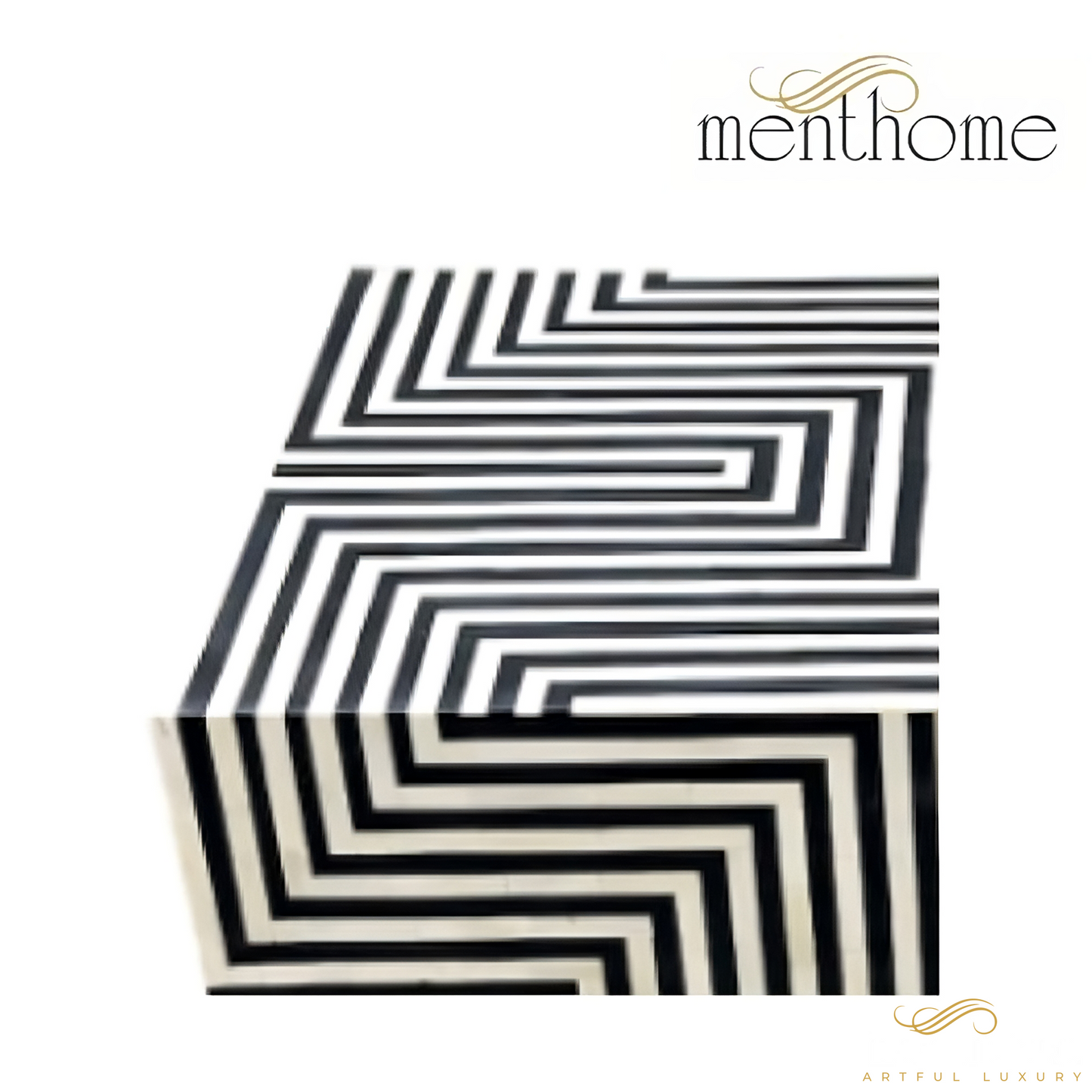 Bone Inlay Stripe Design Coffee Table | Luxury Handmade Coffee Table