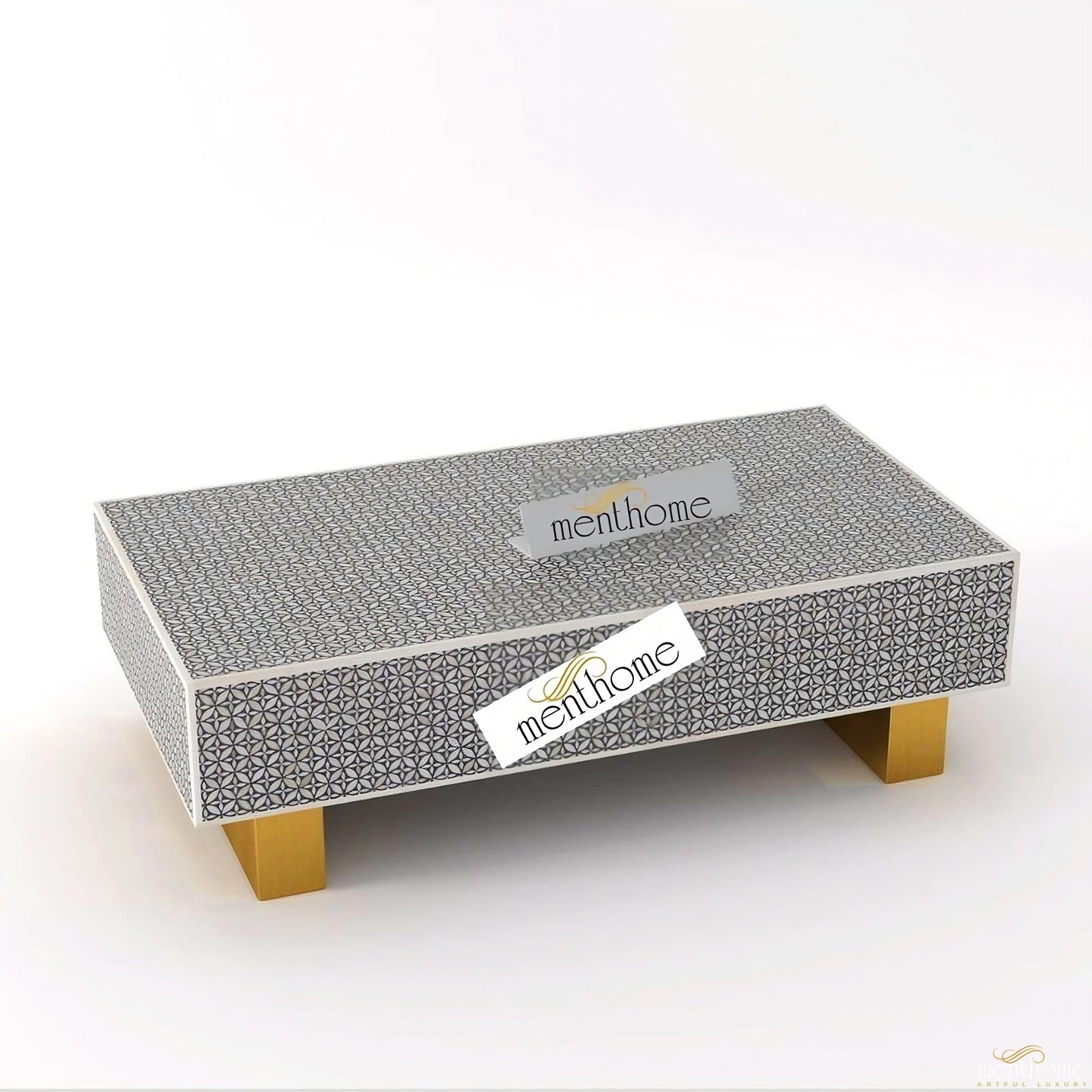 Rectangular Coffee Tables Modern Furniture Bone Inlay | Luxury Handmade Coffee Table