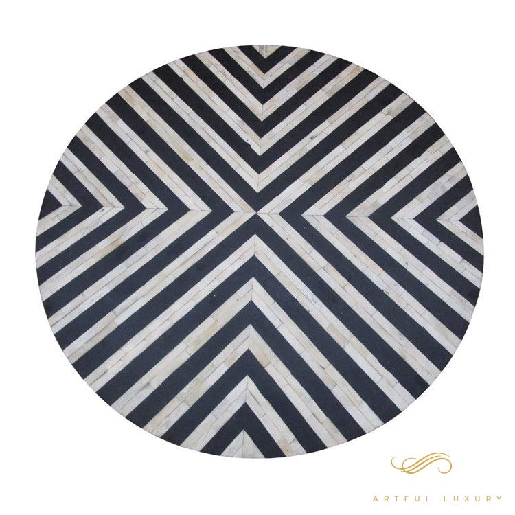 Zebra Coffee Table Bone Inlay Stripe Design | Luxury Handmade Coffee Table