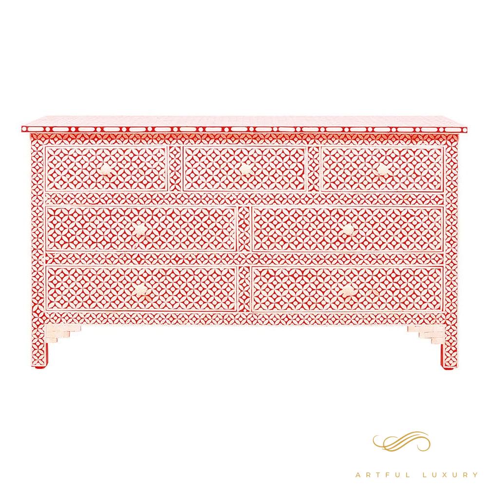 Bone Inlay Grey 7 Drawers  dressers | Luxury Handmade Dresser