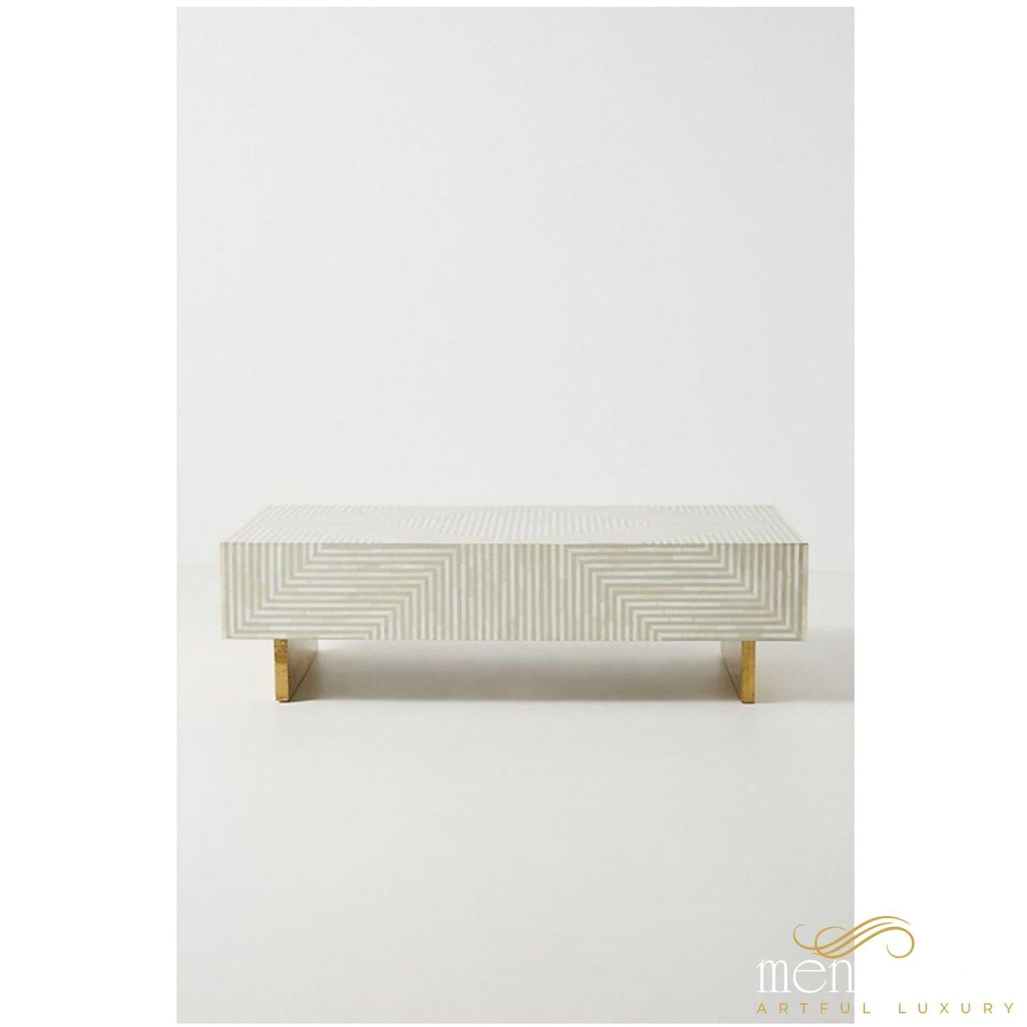 Bone Inlay Grey striped Coffee Table | Luxury Handmade Coffee Table