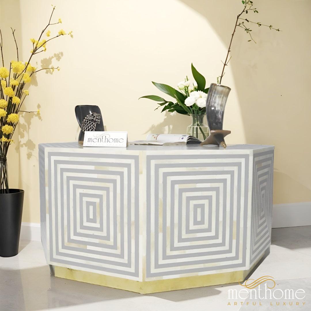 Bone Inlay Octagonal coffee table | Luxury Handmade Coffee Table