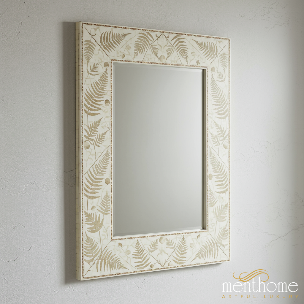 Elegant Fern Patterned Decorative Mirror | Luxury Handmade Mirror