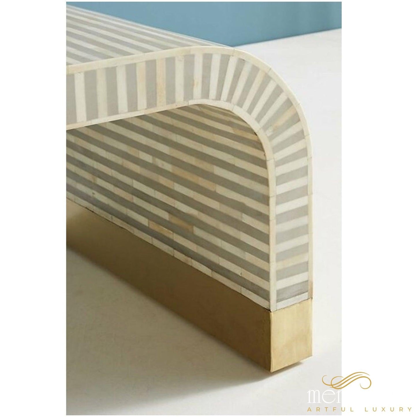 Bone Inlay Waterfall Coffee Table Decor in Grey | Luxury Handmade Coffee Table