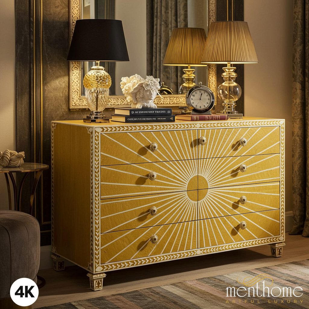 Vintage Yellow Sunburst Dresser Chest yellow dresser | Me Menthome USA Vintage Yellow Sunburst Dresser Chest yellow dresser | Me Menthome USA