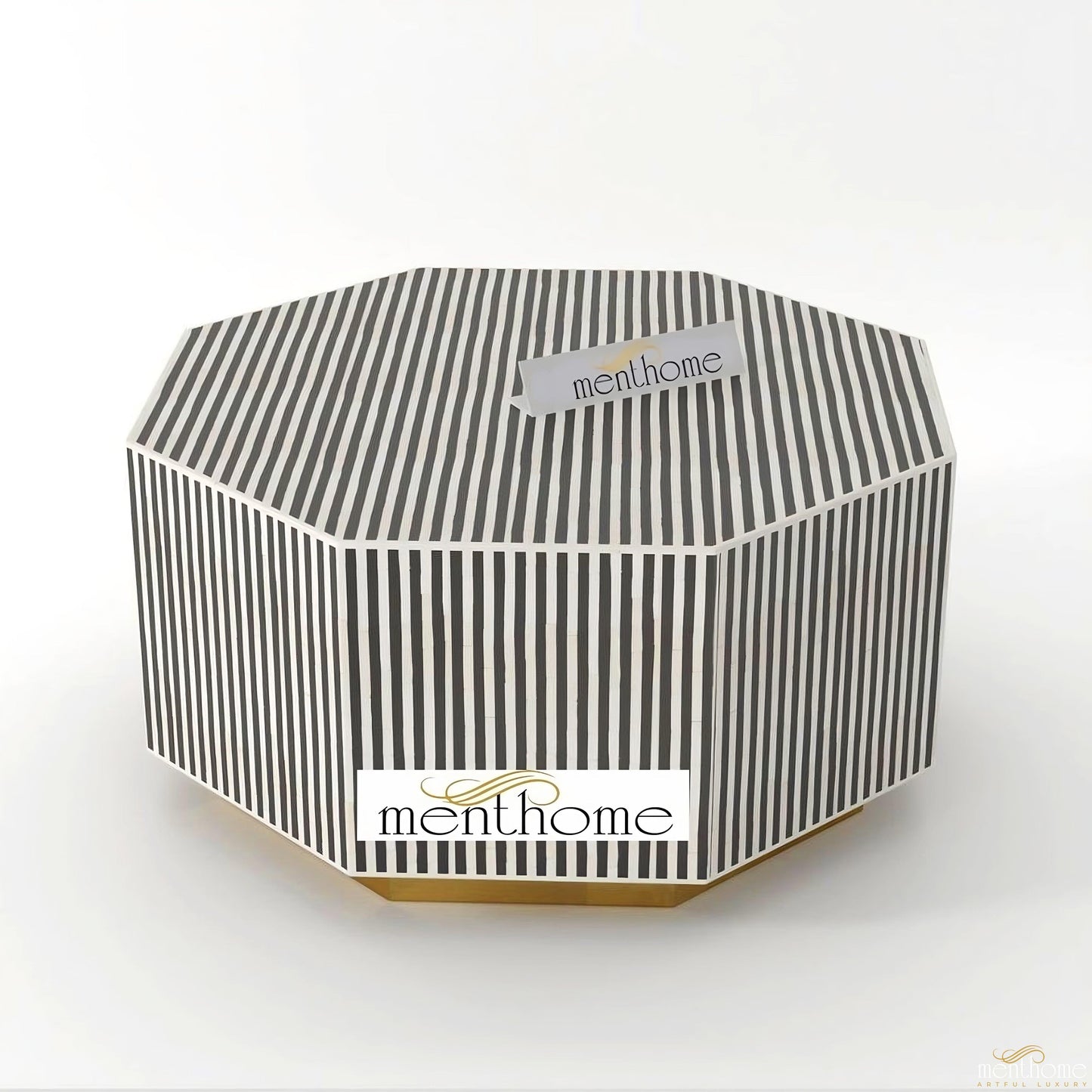 Bone Inlay Hexagonal Stripe Coffee Table | Luxury Handmade Coffee Table