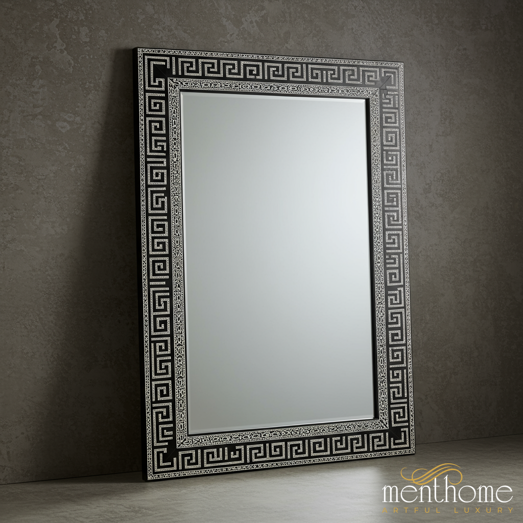 Elegant Black and Silver Decorative Wall Mirror | Luxury Handmade Mirror