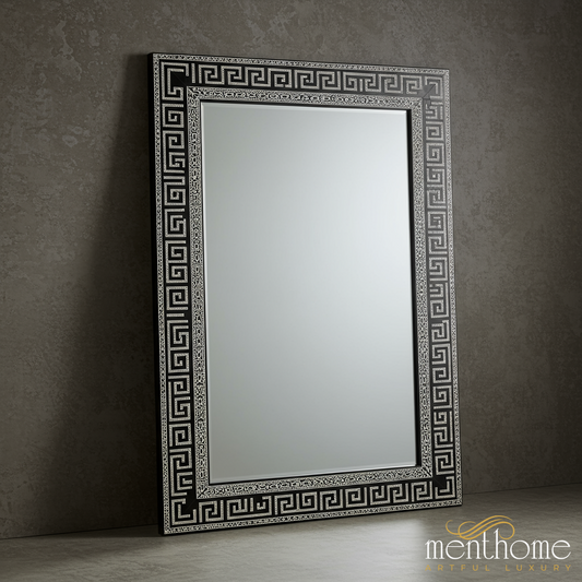 Elegant Black and Silver Decorative Wall Mirror | Luxury Handmade Mirror