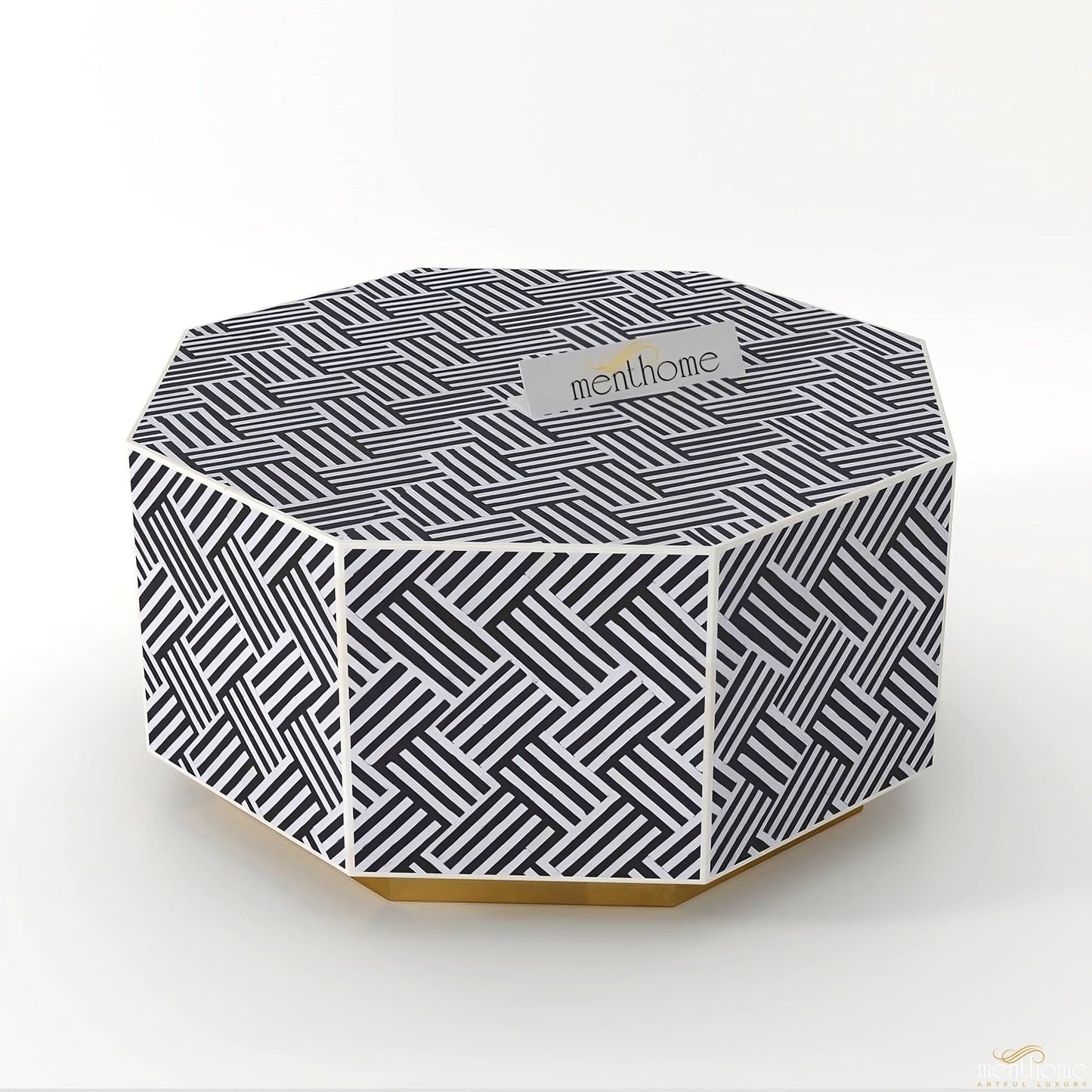 Bone Inlay Table Wooden Hexagon Coffee Table | Luxury Handmade Coffee Table