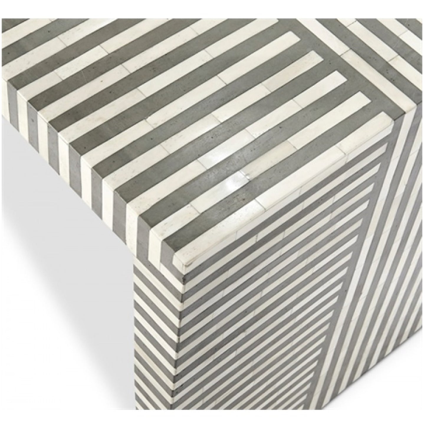 Bone Inlay Coffee Table Stripe Pattern