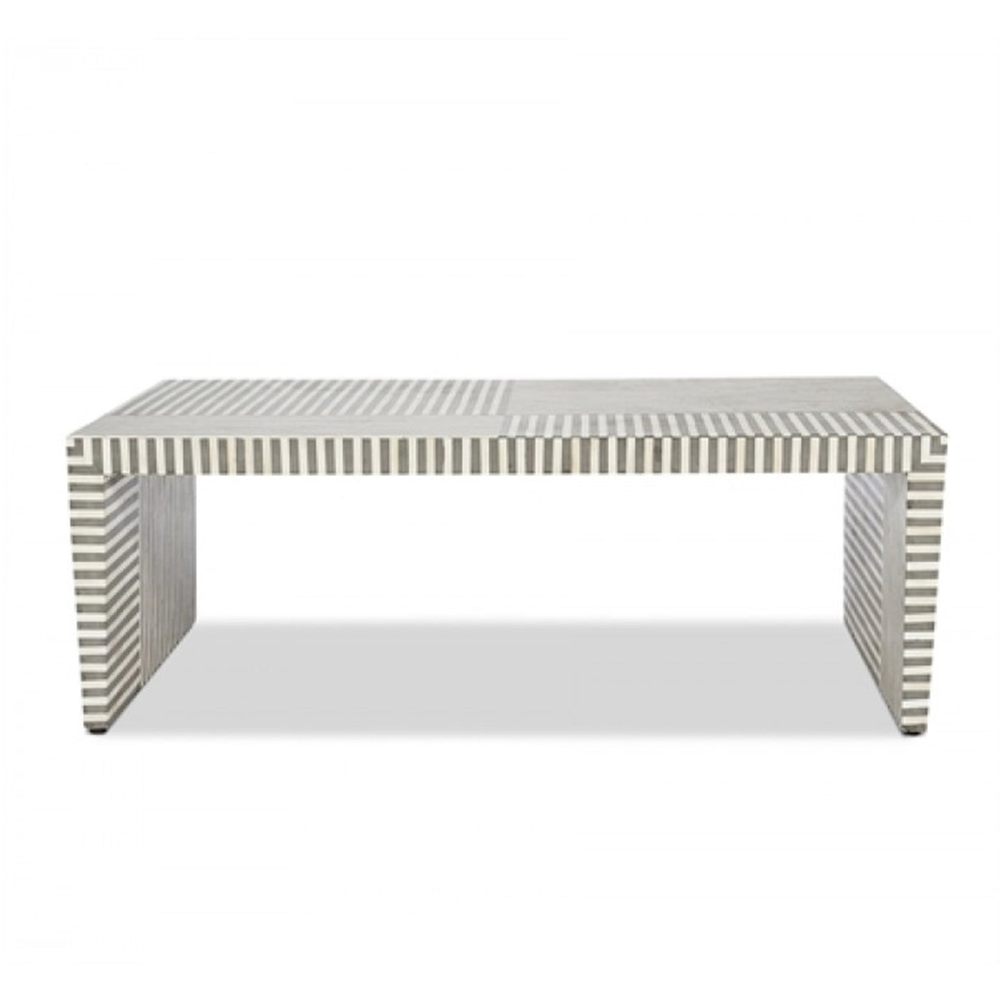 Bone Inlay Coffee Table Stripe Pattern