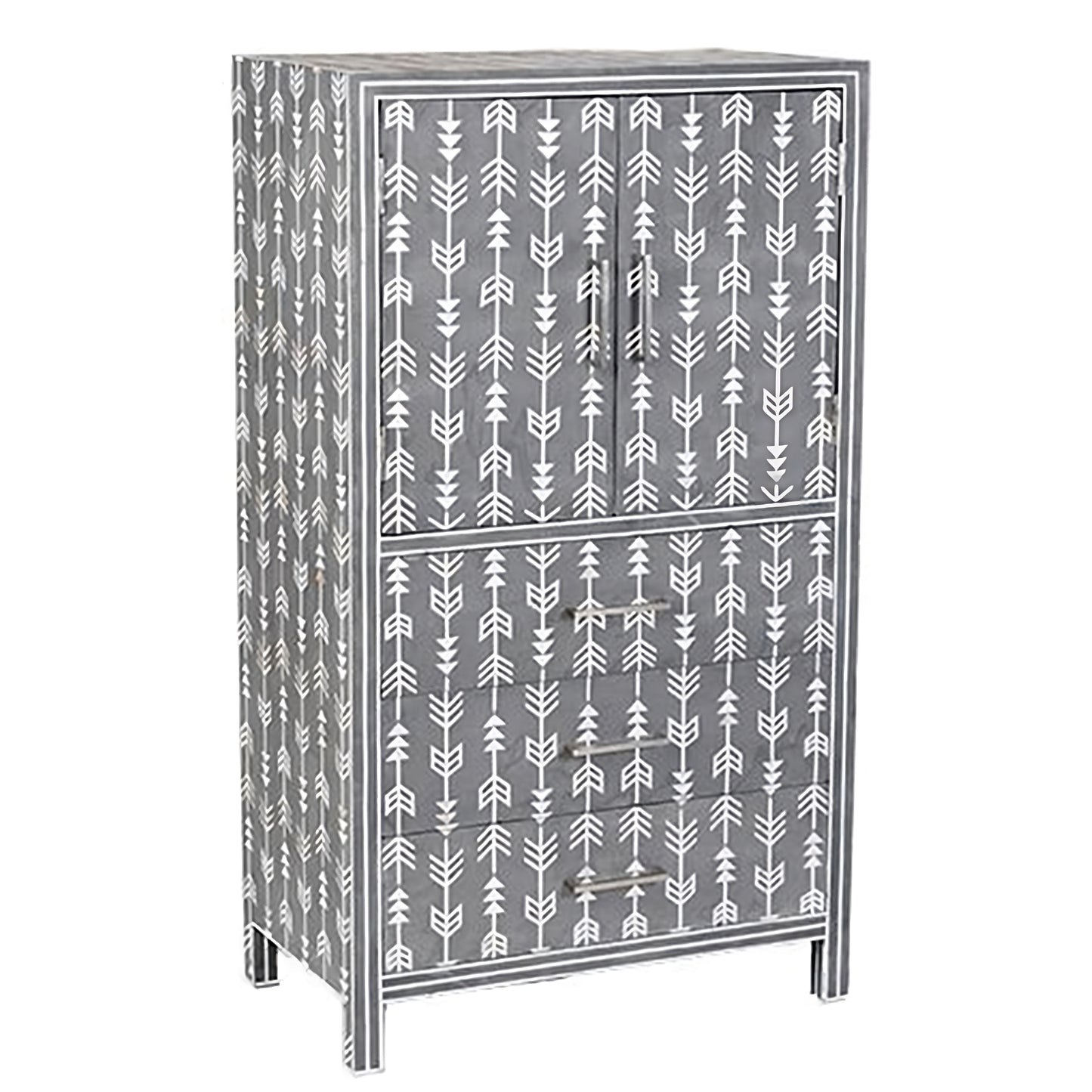 Mother Of Pearl Inlay Arrow Cabinet Grey