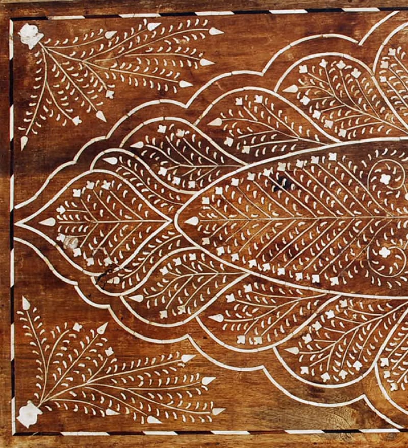 طاولة طعام منخفضة من خشب الساج والعظم