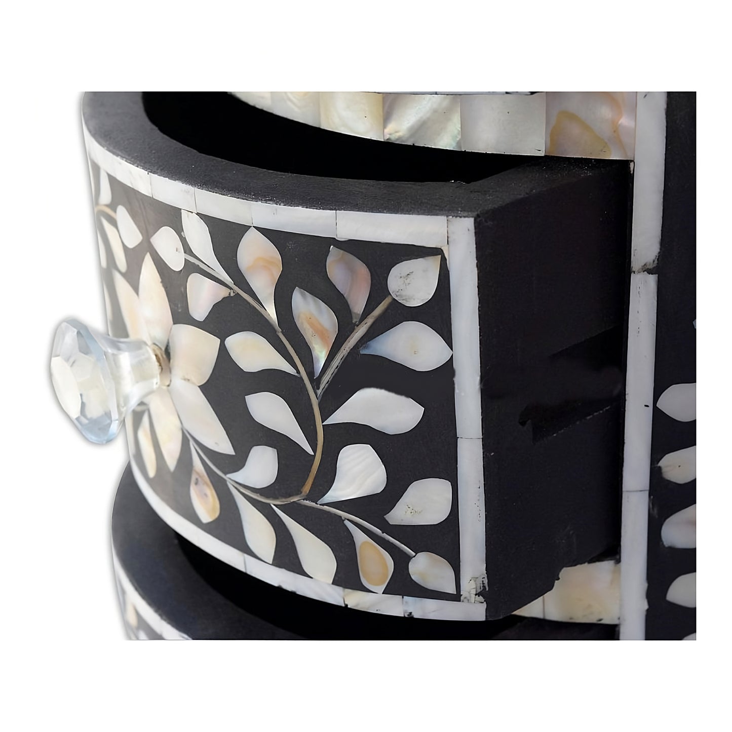 Round Tallboy Mother Of Pearl Inlay Floral Design