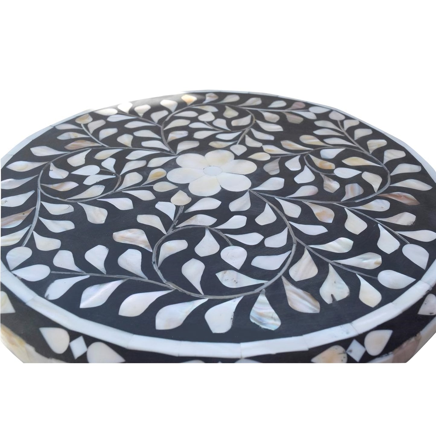 Round Tallboy Mother Of Pearl Inlay Floral Design