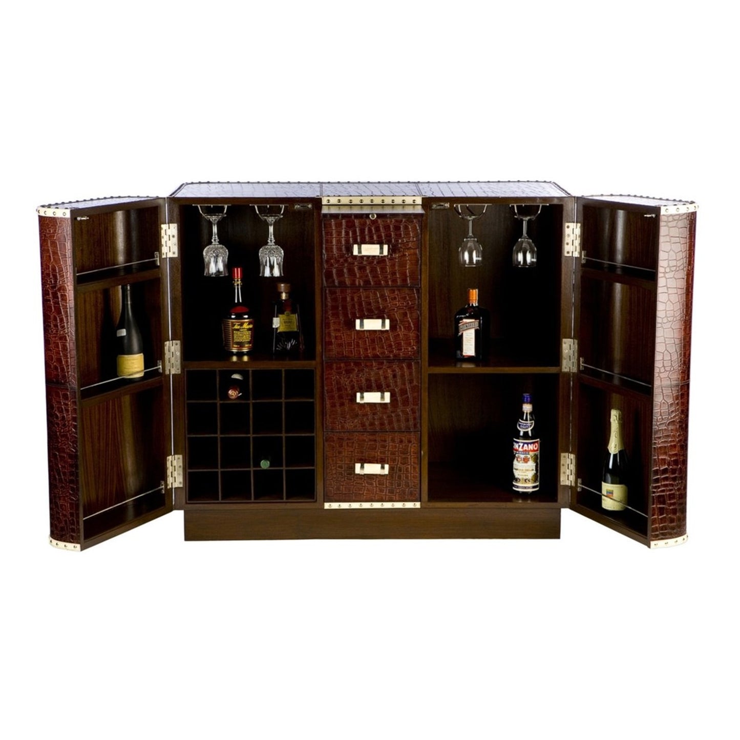 Bar Cabinet Brown Leather