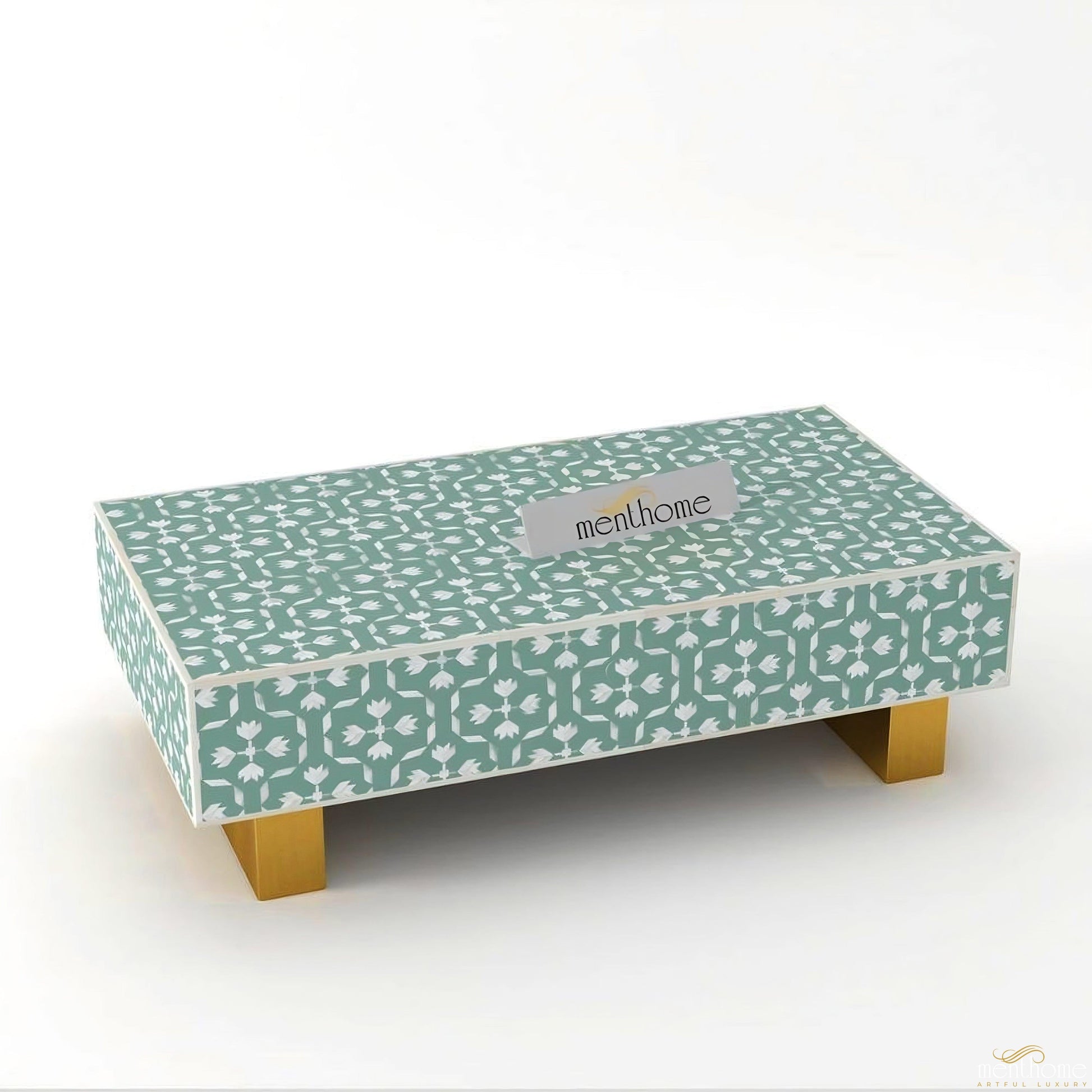 Bone Inlay Rectangular Black Coffee Table | Luxury Handmade Coffee Table