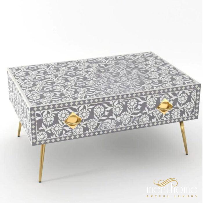 Sunflower-Bone Inlay -Rectangular-Coffee Table | Luxury Handmade Coffee Table