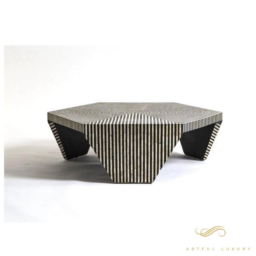 Striped Coffee Table Bone inlay | Luxury Handmade Coffee Table