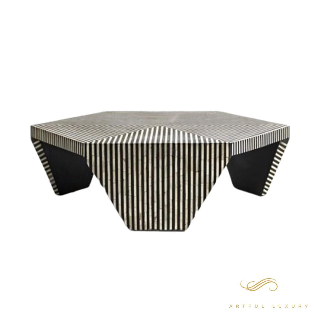Striped Coffee Table Bone inlay | Luxury Handmade Coffee Table