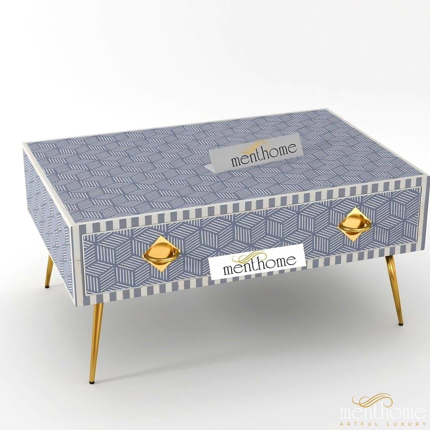 Handmade Inlaid Optical Coffee Table | Luxury Handmade Coffee Table