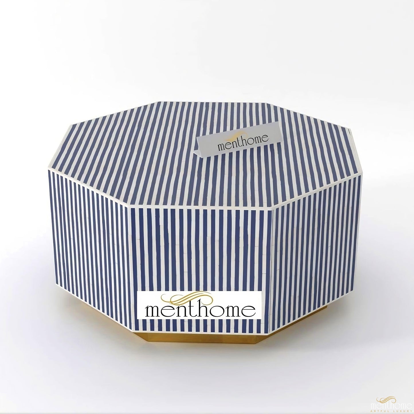 Bone Inlay Hexagonal Stripe Coffee Table | Luxury Handmade Coffee Table