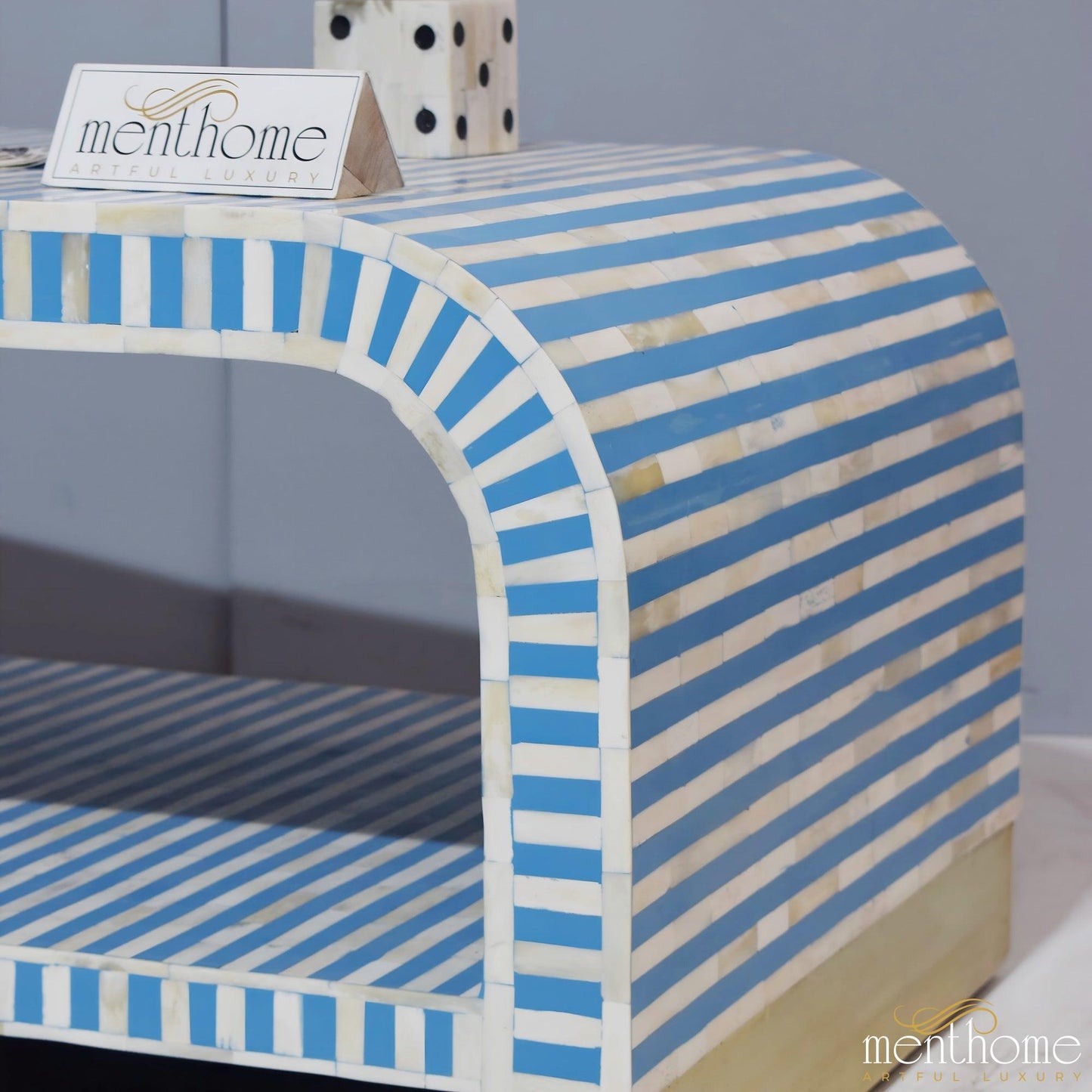 Double Shelf Table Waterfall Bone Inlay Coffee Table | Luxury Handmade Coffee Table