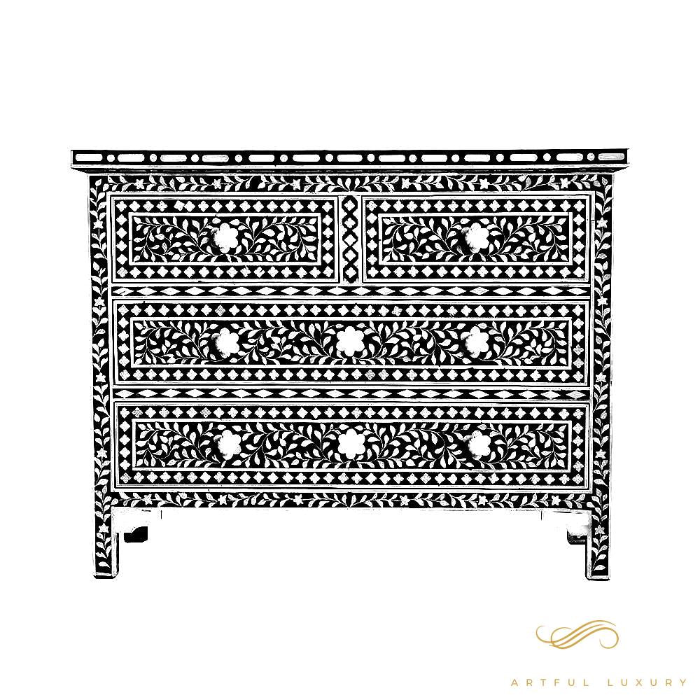 4 Drawer Dresser Mother of Pearl Inlay | Luxury Handmade Dresser