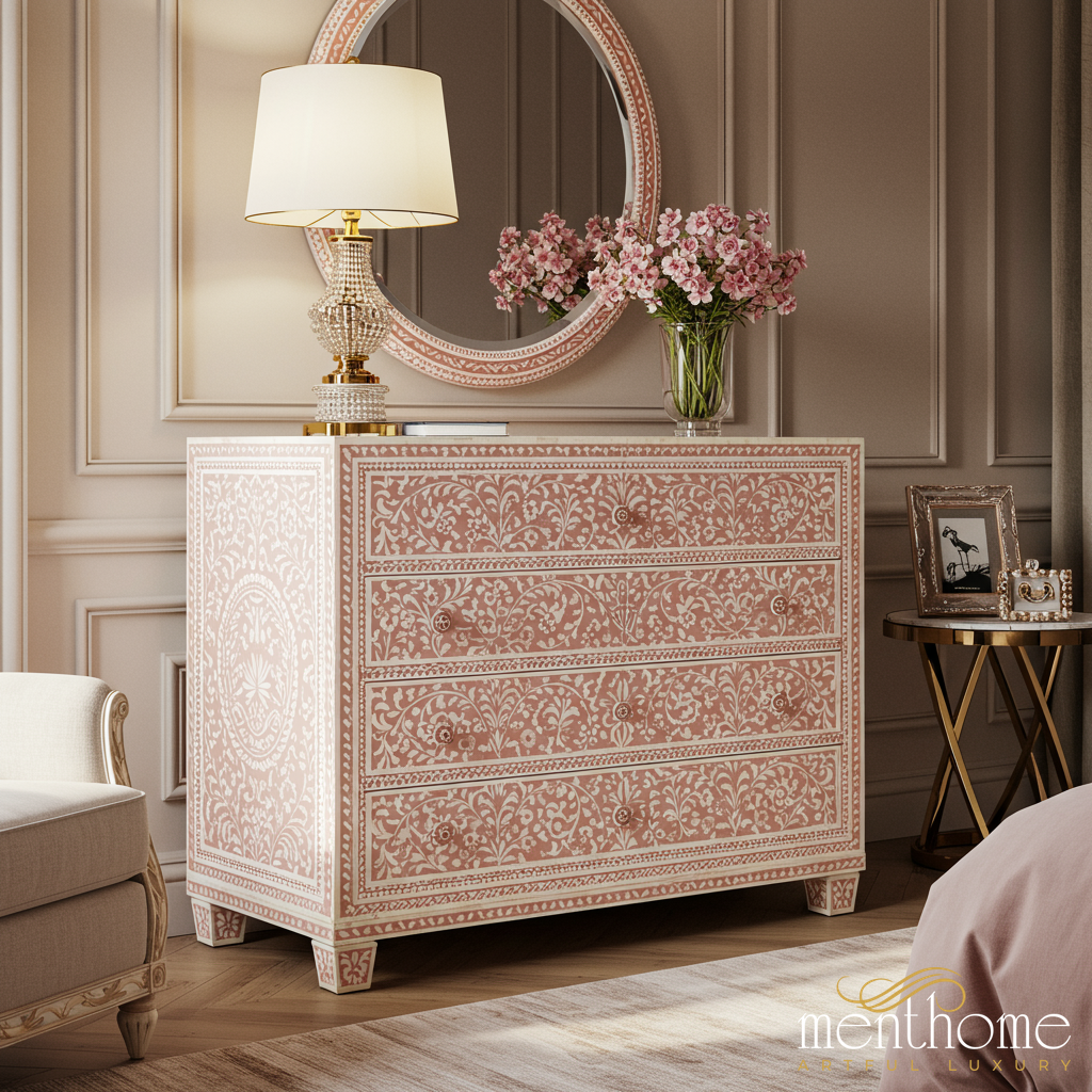 white christmas dresses Vintage Floral Patterned Chest Of Drawers With Mirror – pat… – Menthome USA
