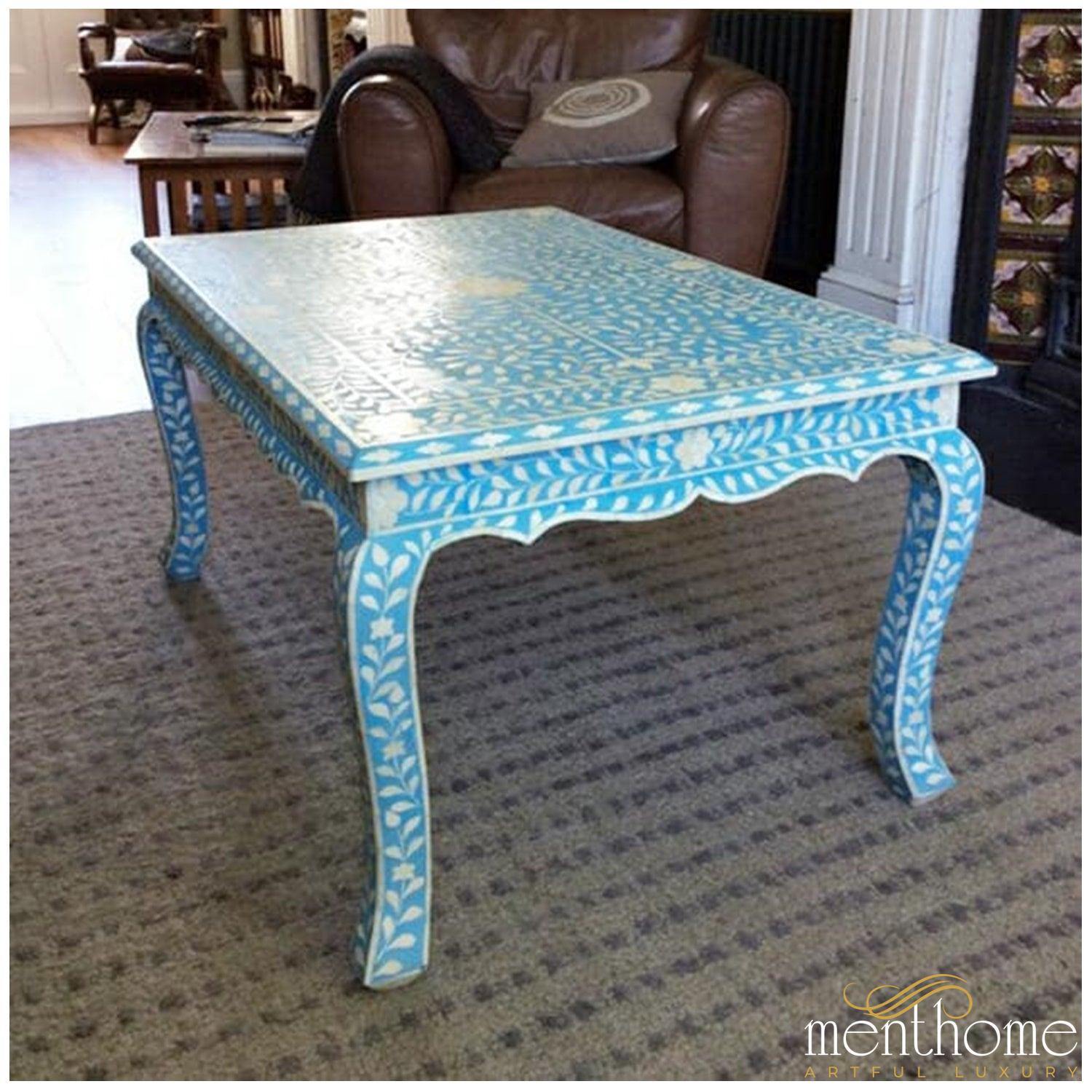 Bone Inlay Floral Pattern Coffee Table | Luxury Handmade Coffee Table