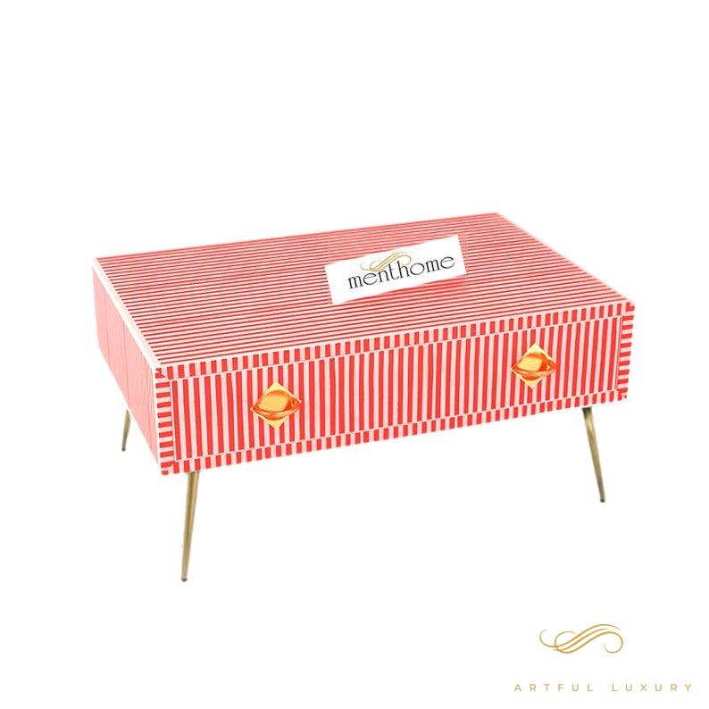 Handmade resin Inlay Modern Striped Pattern Coffee Table | Luxury Handmade Coffee Table