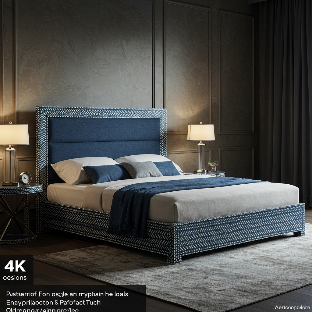 Luxury Upholstered Platform Bed with Patterned Frame