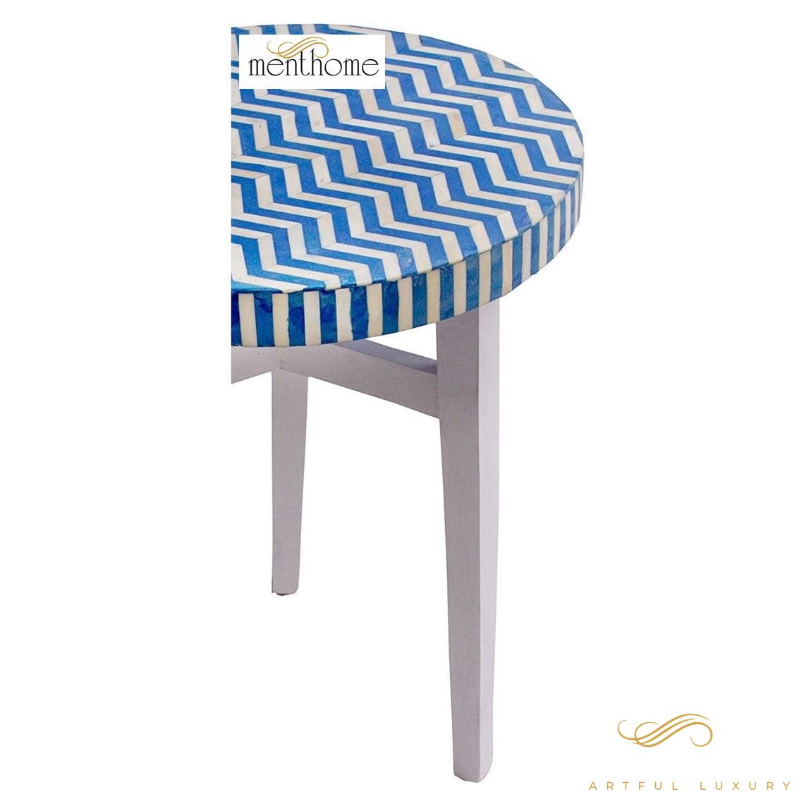 Modern Side Table Bone Wooden Modern Floral Pattern Stool | Luxury Handmade Side Table