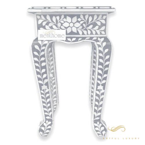 Floral Pattern Side table Furniture Handmade Wooden Inlay Stool | Luxury Handmade Side Table