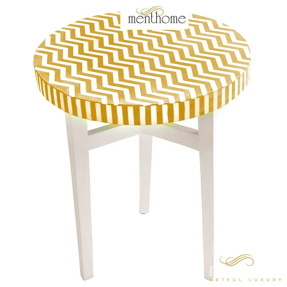 Modern Side Table Bone Wooden Modern Floral Pattern Stool | Luxury Handmade Side Table
