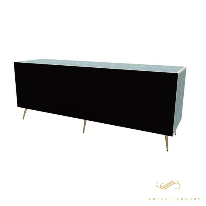 Geometric-Bone Inlay -Rectangular- Tv Cabinet | Luxury Handmade TV Cabinet